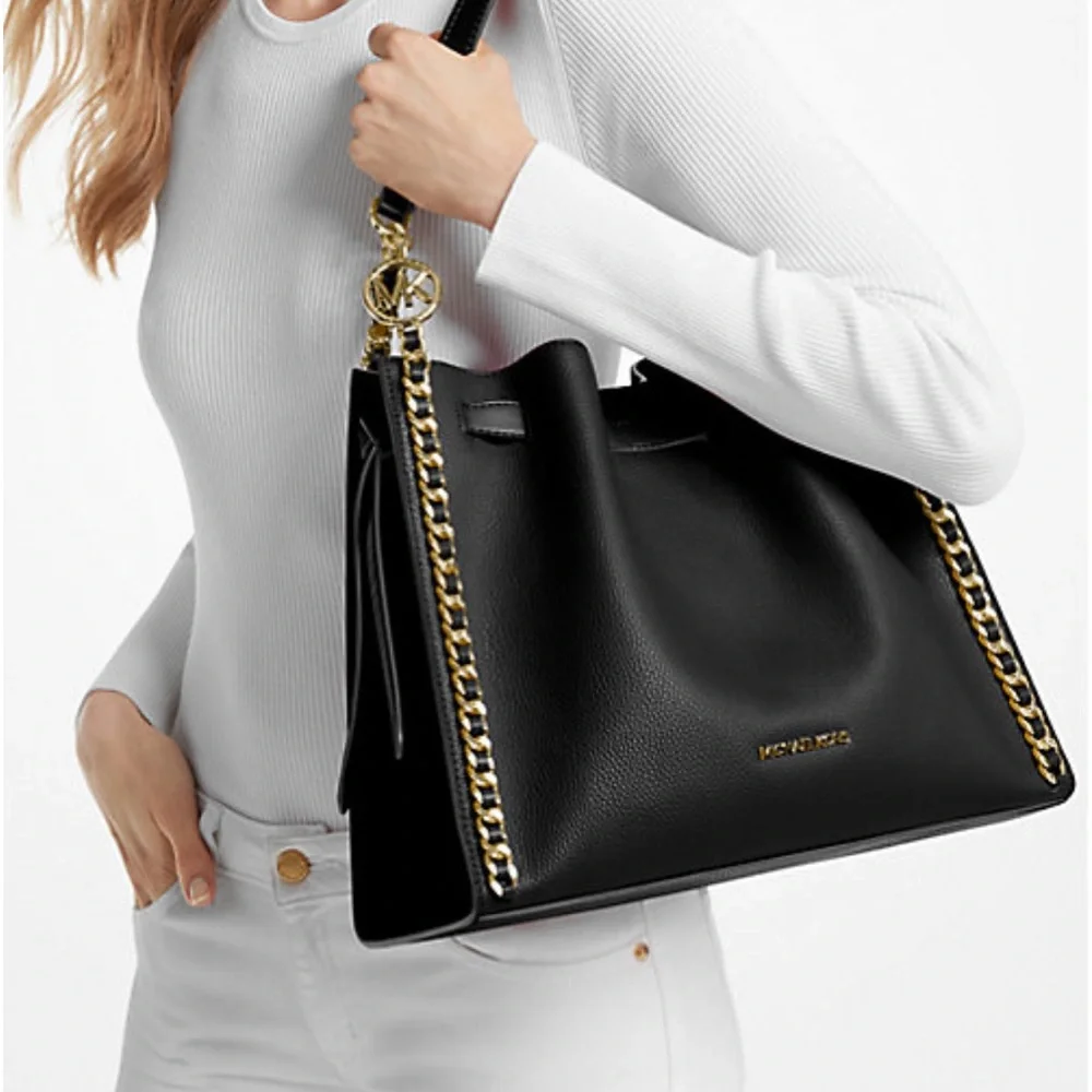 MICHAEL KORS
MINA LARGE BELTED CHAIN SHOULDER BAG BLACK COLOR - Picture 1 of 16